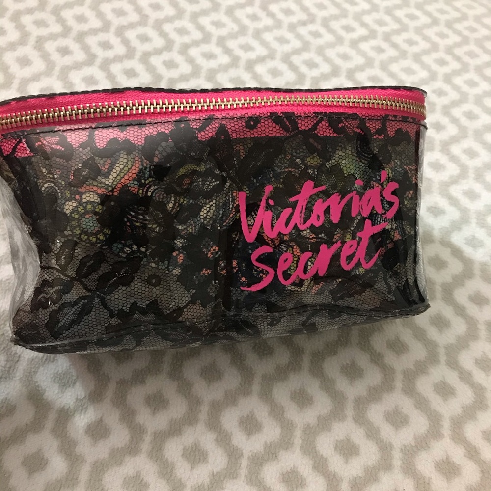 VS black and pink lace make up bag